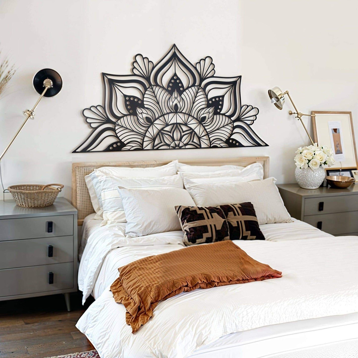 Sutra - Home Decor Decals Metal Wall Art | SKU: MOP-08BLACKR | Available at Decojuana | Tags: above bed decor,bedroom decoration,bedroom wall decoration,bohemian decor,boho wall art,large bedroom wall decor,Large designs,Large Wall Art,Large Wall Decor,ma