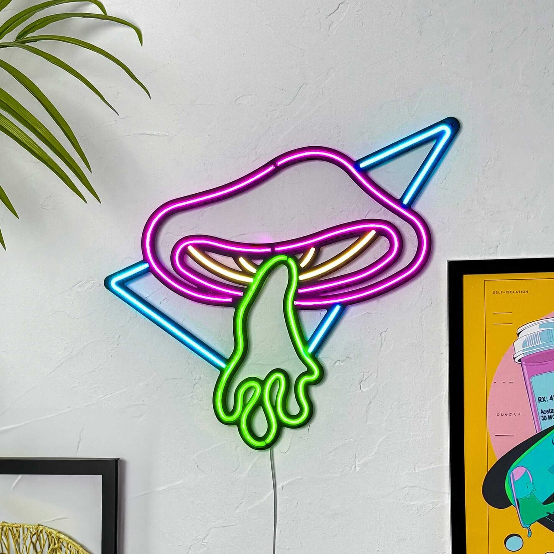 Flying Mushroom - Neon Signs Neon Wall Art | SKU: NEO-003 | Available at Decojuana | Tags: children room,Children Room Decor,kidsroom,Kidsroom Decor,led,Led decor,Led Wall Decor,Led Wall Letter Decor,Light,Lightning,Livingroom Wall Decor,Metal Artwork,Met