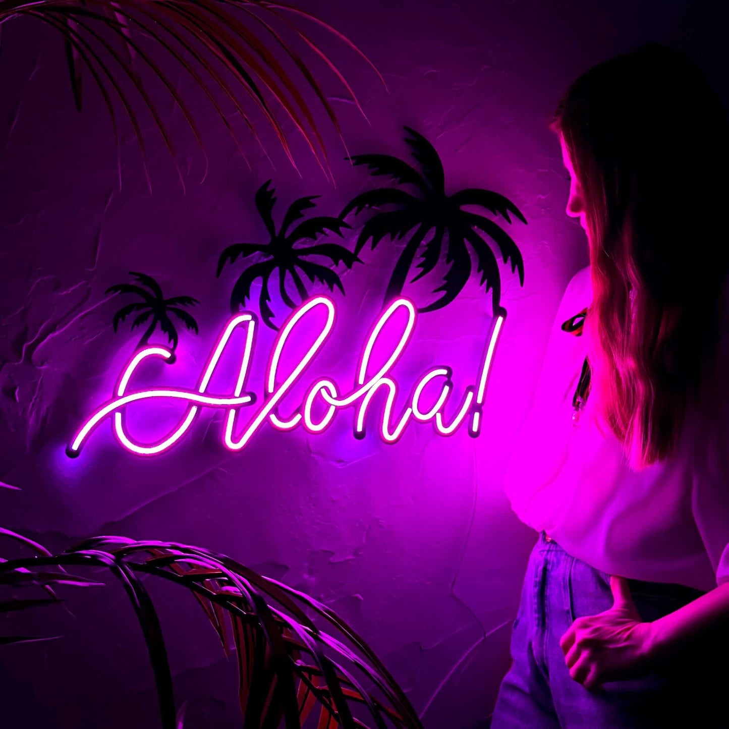 Aloha - Neon Signs Neon Wall Art | SKU: NEO-042 | Available at Decojuana | Tags: Led decor,Led Wall Decor,Light,Lightning,Metal Artwork,Metal Decoration,Metal Wall Art,Metal Wall Art Decor,Metal Wall Decor,Neon Wall Decor,Neon Wall Letter,Summer Decor,Tro