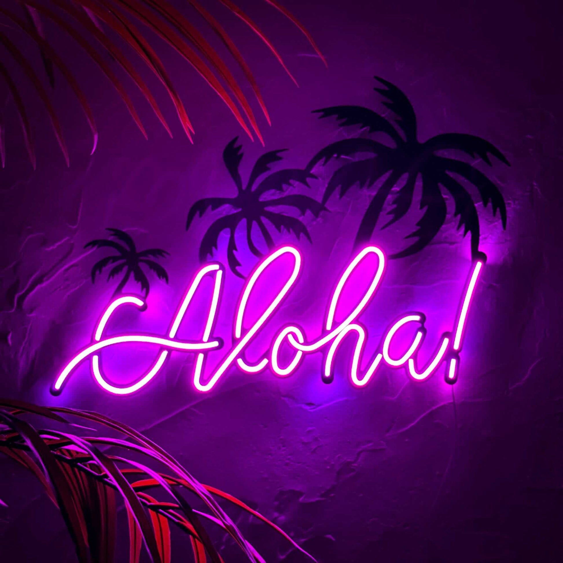 Aloha - Neon Signs Neon Wall Art | SKU: NEO-042 | Available at Decojuana | Tags: Led decor,Led Wall Decor,Light,Lightning,Metal Artwork,Metal Decoration,Metal Wall Art,Metal Wall Art Decor,Metal Wall Decor,Neon Wall Decor,Neon Wall Letter,Summer Decor,Tro