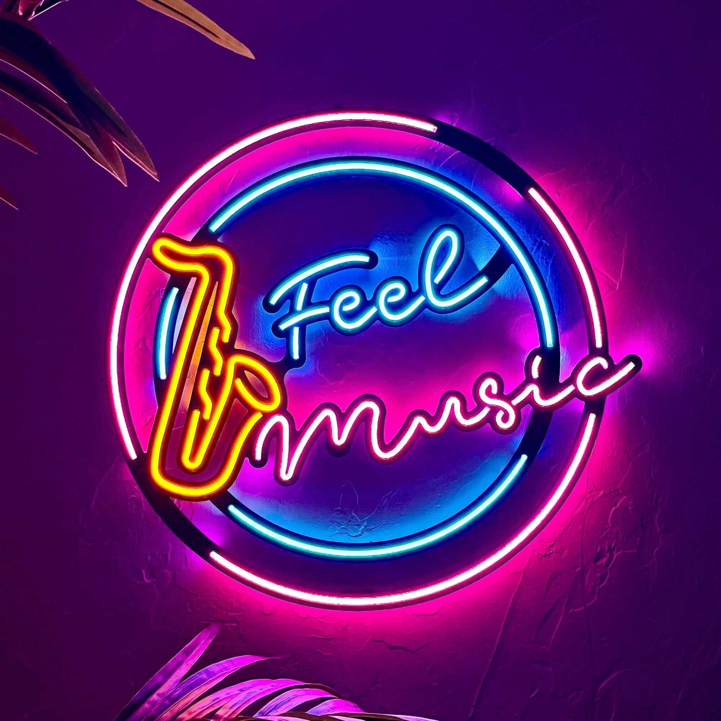 Feel Music - Neon Signs Neon Wall Art | SKU: NEO-107 | Available at Decojuana | Tags: metal neon wall decor,motivational neon quotes,Neon Artwork,Neon motivational quotes,neon party wall decor,neon quotes,Neon Signs,neon wall art,Neon Wall Decor