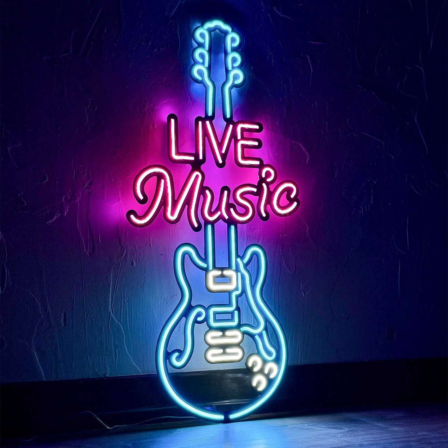 Live Music Guitar - Neon Signs Neon Wall Art | SKU: NEO-115 | Available at Decojuana | Tags: motivational neon quotes,Neon Artwork,Neon motivational quotes,neon party wall decor,Neon Signs,neon wall art,Neon Wall Decor,Neon Wall Letter