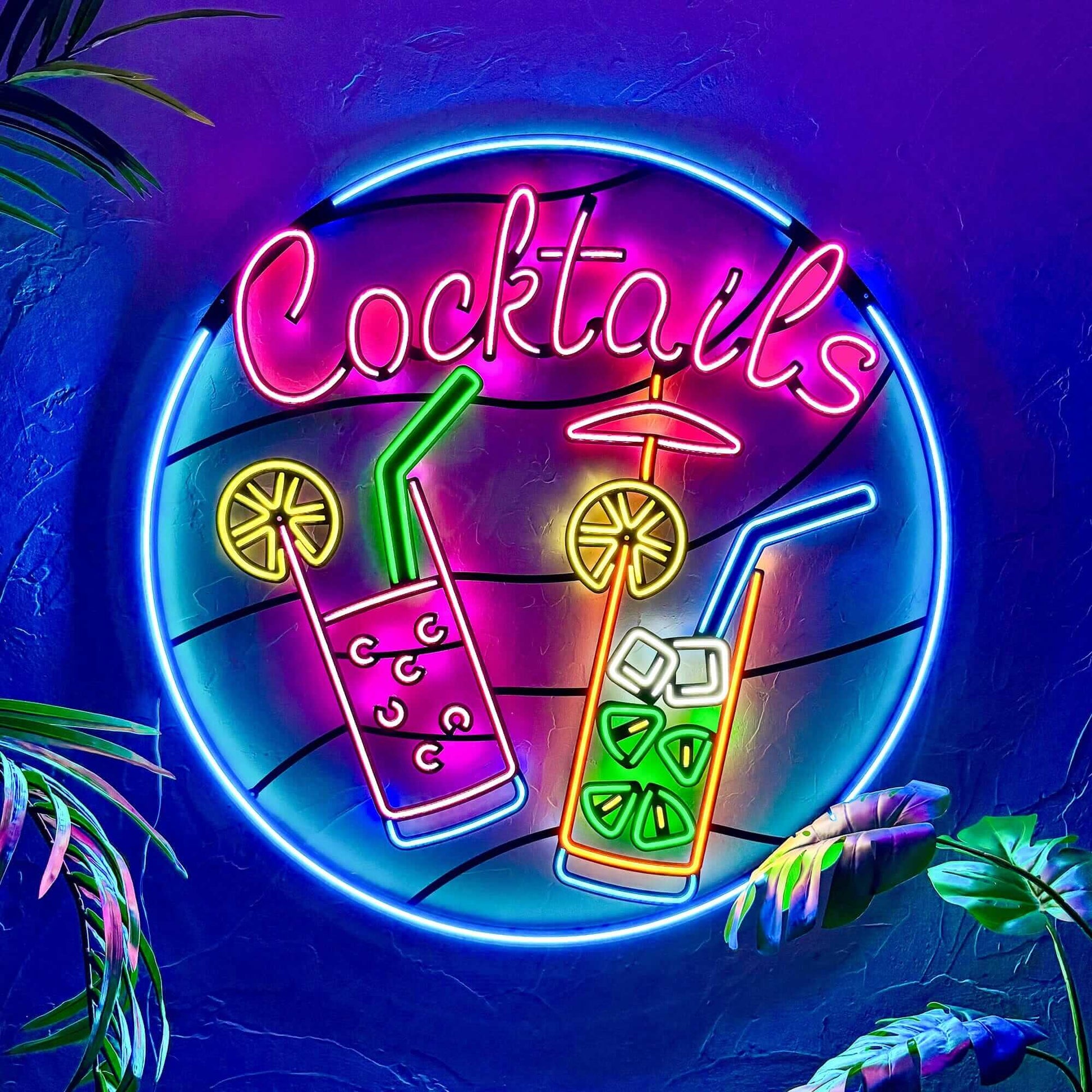 Cocktails - Neon Signs Neon Wall Art | SKU: NEO-122 | Available at Decojuana | Tags: metal neon wall decor,Metal Neon Wall Letter,Neon Artwork,neon party wall decor,Neon Signs,neon wall art,Neon Wall Decor