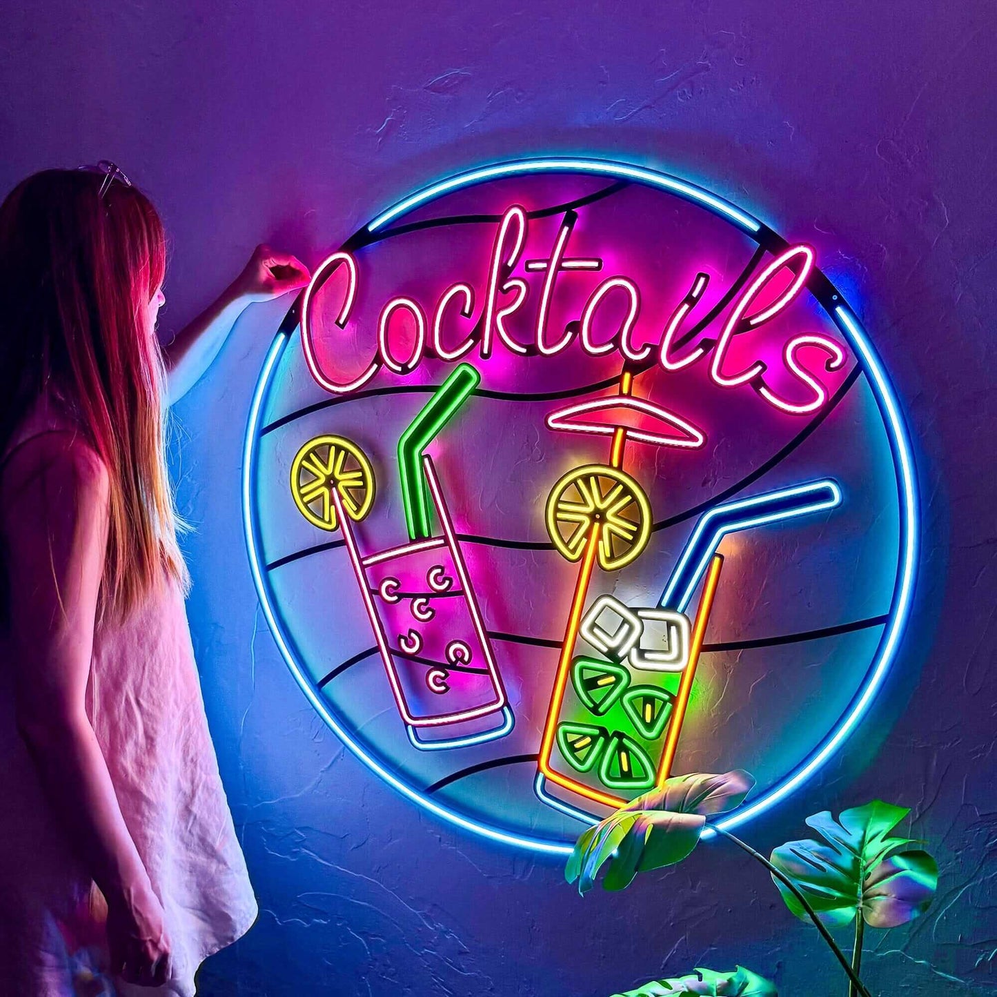 Cocktails - Neon Signs Neon Wall Art | SKU: NEO-122 | Available at Decojuana | Tags: metal neon wall decor,Metal Neon Wall Letter,Neon Artwork,neon party wall decor,Neon Signs,neon wall art,Neon Wall Decor