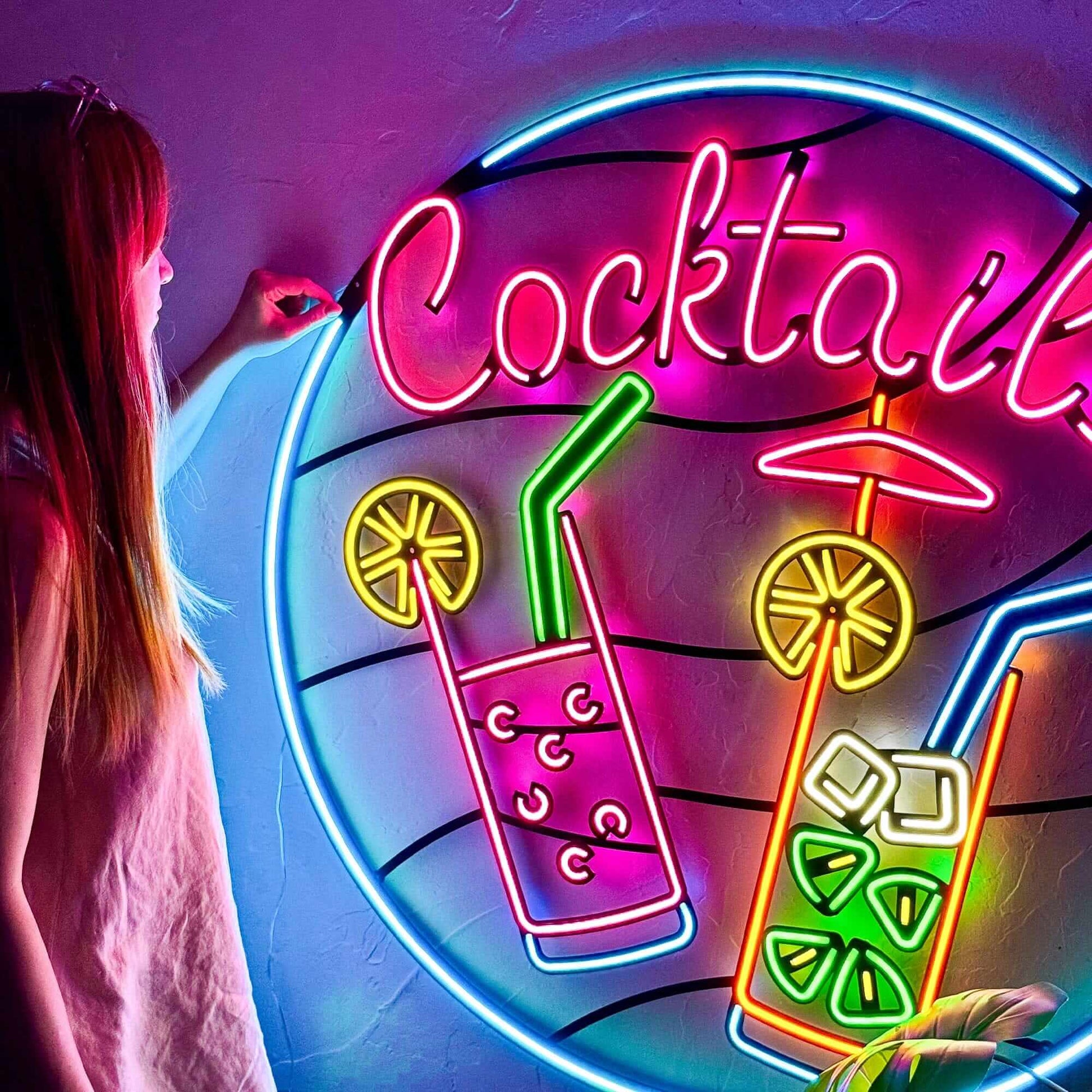 Cocktails - Neon Signs Neon Wall Art | SKU: NEO-122 | Available at Decojuana | Tags: metal neon wall decor,Metal Neon Wall Letter,Neon Artwork,neon party wall decor,Neon Signs,neon wall art,Neon Wall Decor