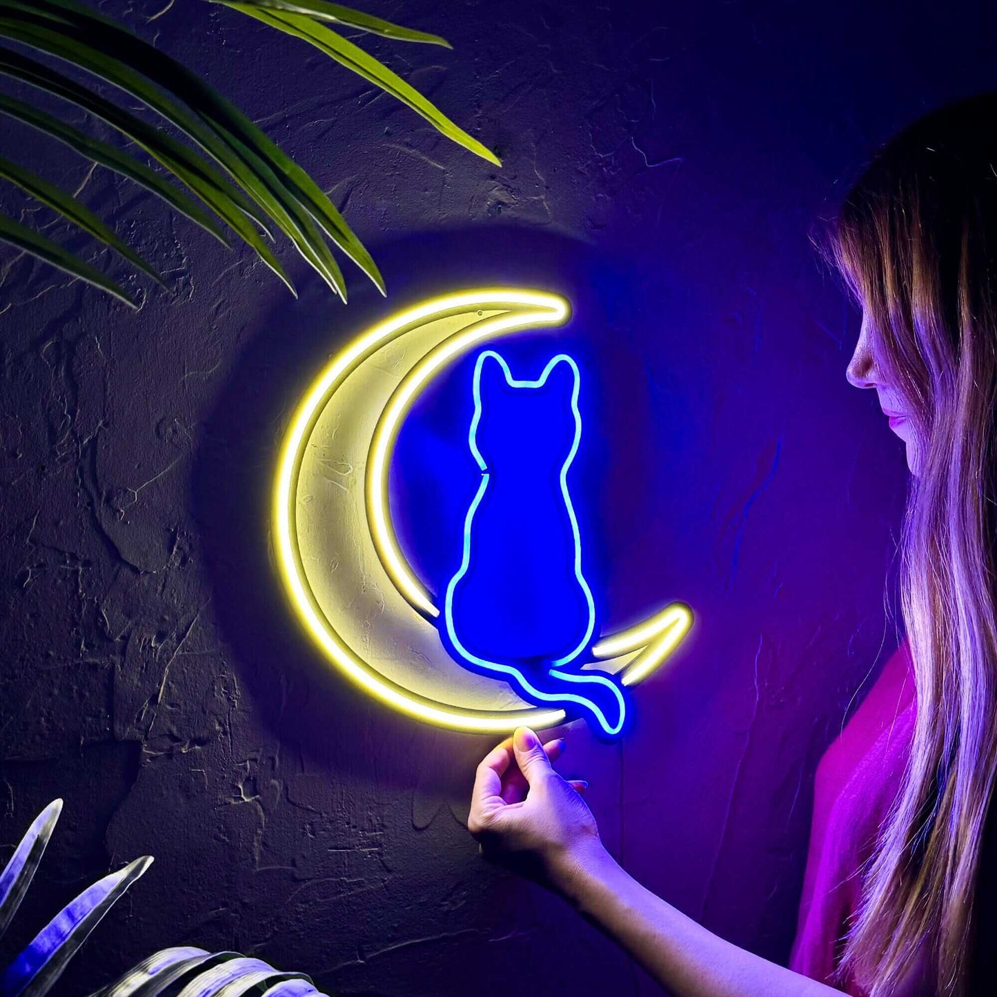 Luna - Neon Signs Neon Wall Art | SKU: NEO-123B | Available at Decojuana | Tags: metal neon wall decor,neon abstract,Neon Artwork,neon party wall decor,Neon Signs,neon wall art,Neon Wall Decor,Neon Wall Letter