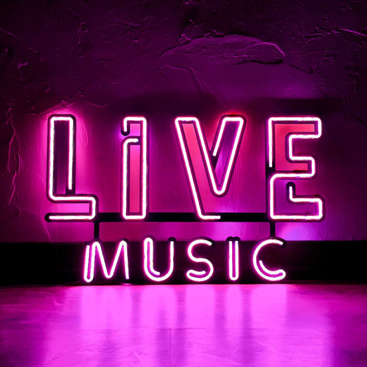 Live Music 02 - Neon Signs Neon Wall Art | SKU: NEO-128S | Available at Decojuana | Tags: metal neon wall decor,Metal Neon Wall Letter,Neon Artwork,neon party wall decor,Neon Signs,neon wall art,Neon Wall Decor,Neon Wall Letter