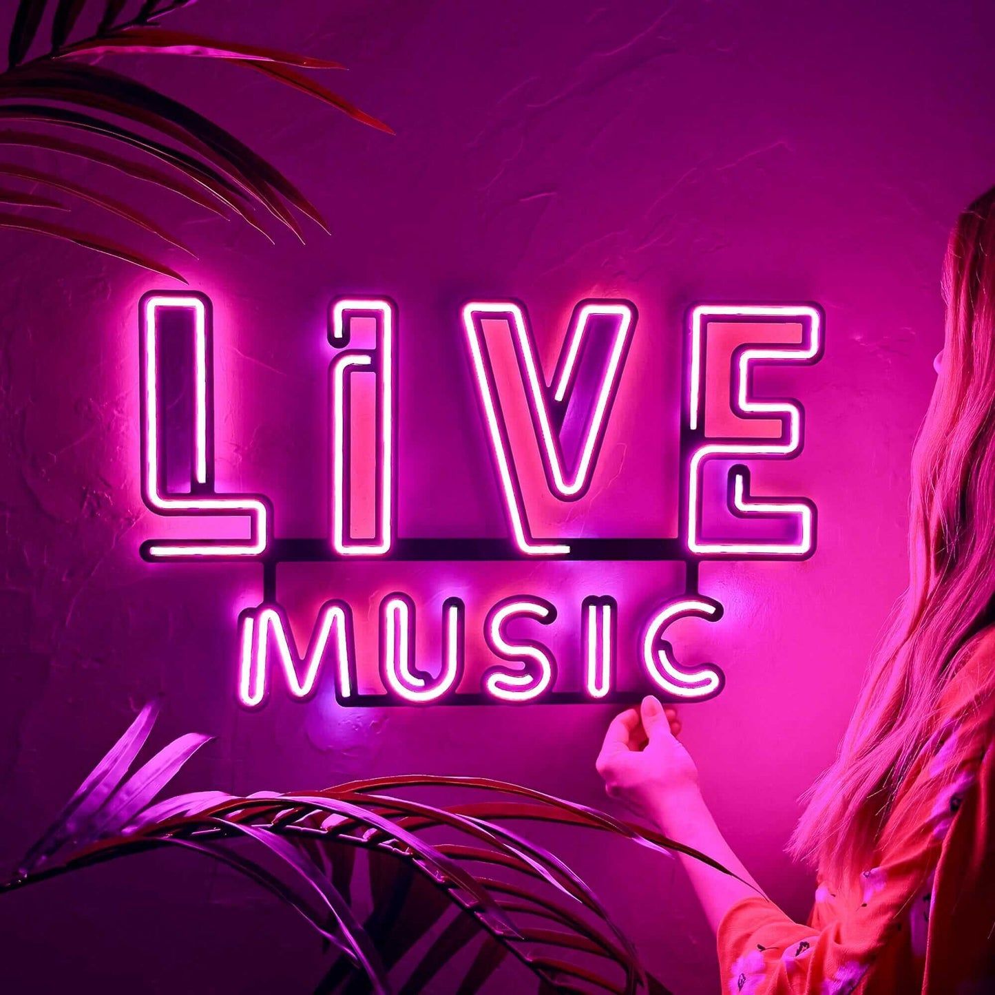 Live Music 02 - Neon Signs Neon Wall Art | SKU: NEO-128S | Available at Decojuana | Tags: metal neon wall decor,Metal Neon Wall Letter,Neon Artwork,neon party wall decor,Neon Signs,neon wall art,Neon Wall Decor,Neon Wall Letter