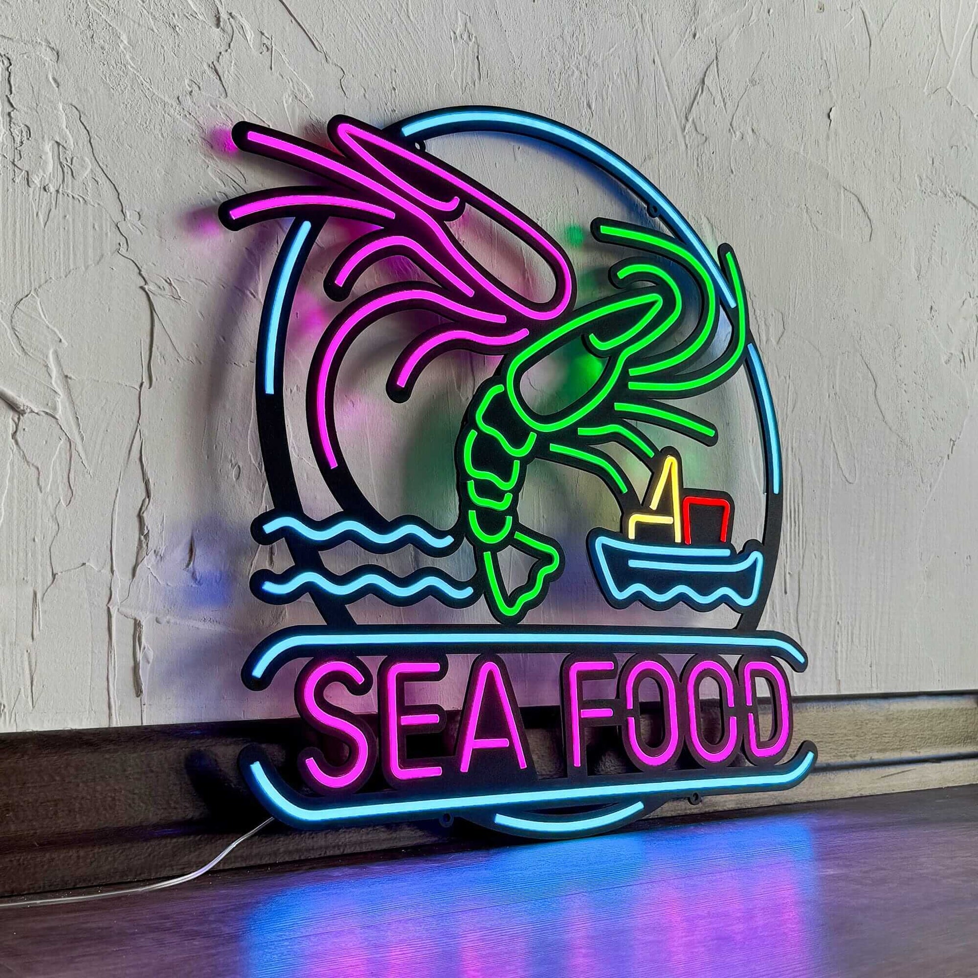 Sea Food - Neon Signs Neon Wall Art | SKU: NEO-132-C1 | Available at Decojuana | Tags: Neon Artwork,Neon Signs,neon wall art,Neon Wall Decor