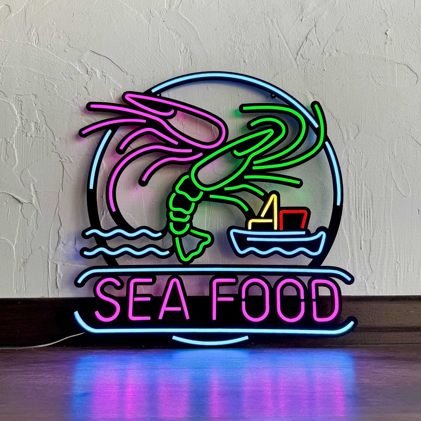 Sea Food - Neon Signs Neon Wall Art | SKU: NEO-132-C1 | Available at Decojuana | Tags: Neon Artwork,Neon Signs,neon wall art,Neon Wall Decor