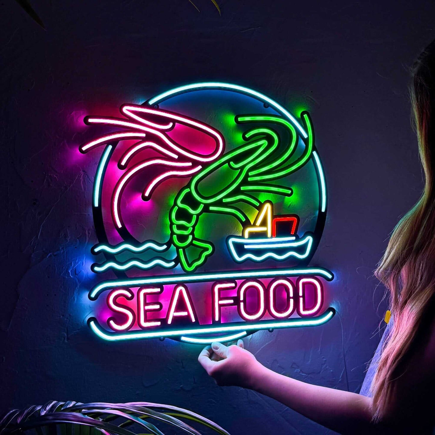 Sea Food - Neon Signs Neon Wall Art | SKU: NEO-132-C1 | Available at Decojuana | Tags: Neon Artwork,Neon Signs,neon wall art,Neon Wall Decor