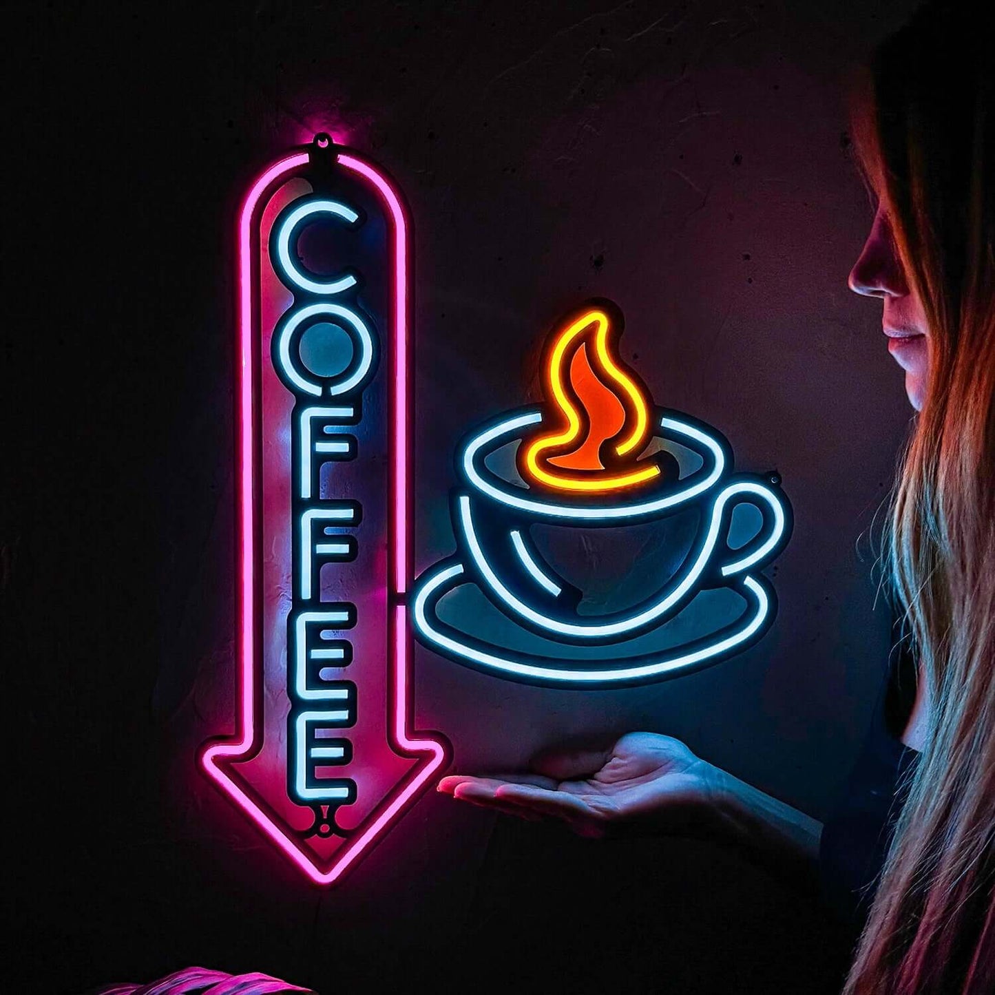 Neon Coffee 2 - Neon Signs Neon Wall Art | SKU: NEO-143 | Available at Decojuana | Tags: Neon Artwork,Neon Signs,neon wall art,Neon Wall Decor