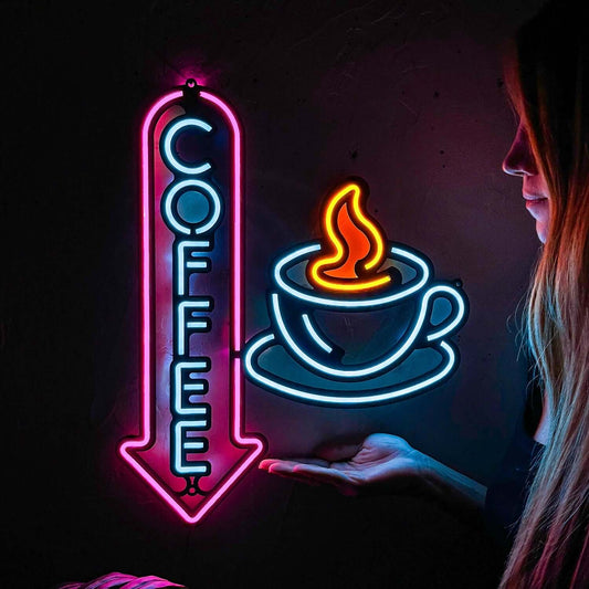 Neon Coffee 2 - Neon Signs Neon Wall Art | SKU: NEO-143 | Available at Decojuana | Tags: Neon Artwork,Neon Signs,neon wall art,Neon Wall Decor