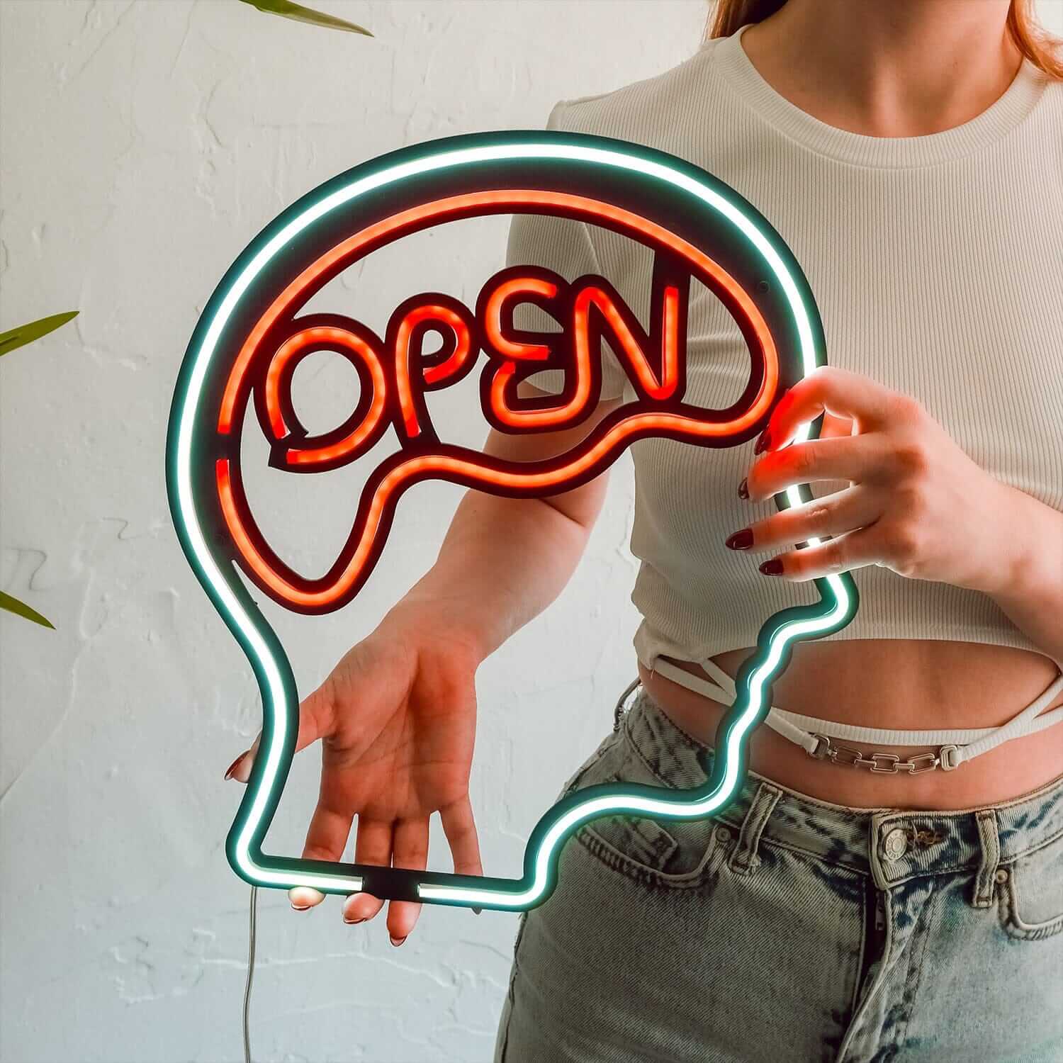 Open Mind - Neon Signs Neon Wall Art | SKU: NEO-067 | Available at Decojuana | Tags: metal neon wall decor,Metal Neon Wall Letter,neon abstract,Neon Artwork,neon party wall decor,Neon Signs,neon wall art,Neon Wall Decor,Valentine's Day Gift