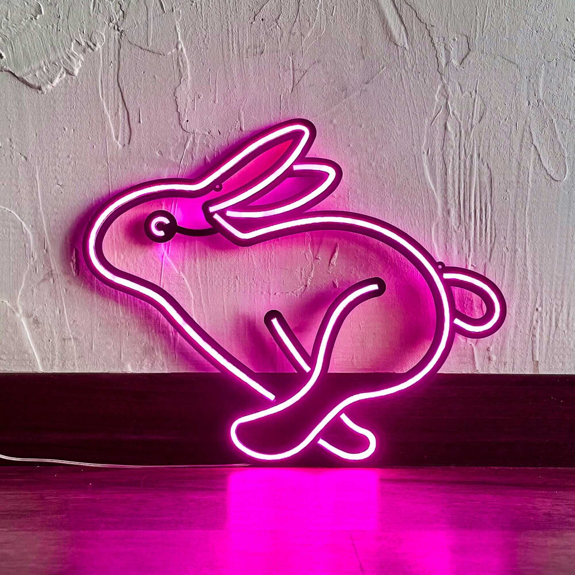 Rabbit 1 - Neon Signs Neon Wall Art | SKU: NEO-137 | Available at Decojuana | Tags: animal neon wall decor,metal neon wall decor,Neon Artwork,Neon Signs,neon wall art,Neon Wall Decor