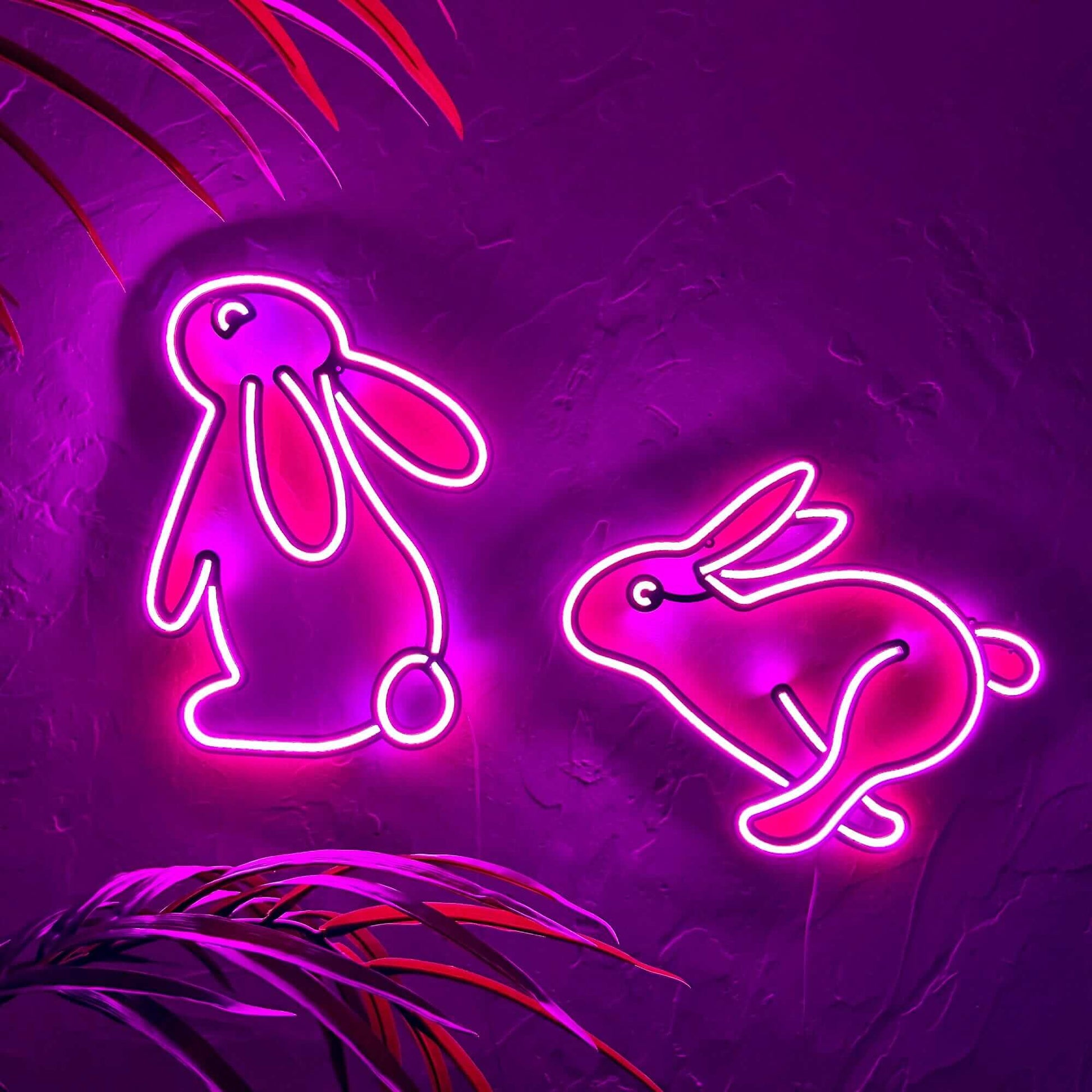 Rabbit 1 - Neon Signs Neon Wall Art | SKU: NEO-137 | Available at Decojuana | Tags: animal neon wall decor,metal neon wall decor,Neon Artwork,Neon Signs,neon wall art,Neon Wall Decor