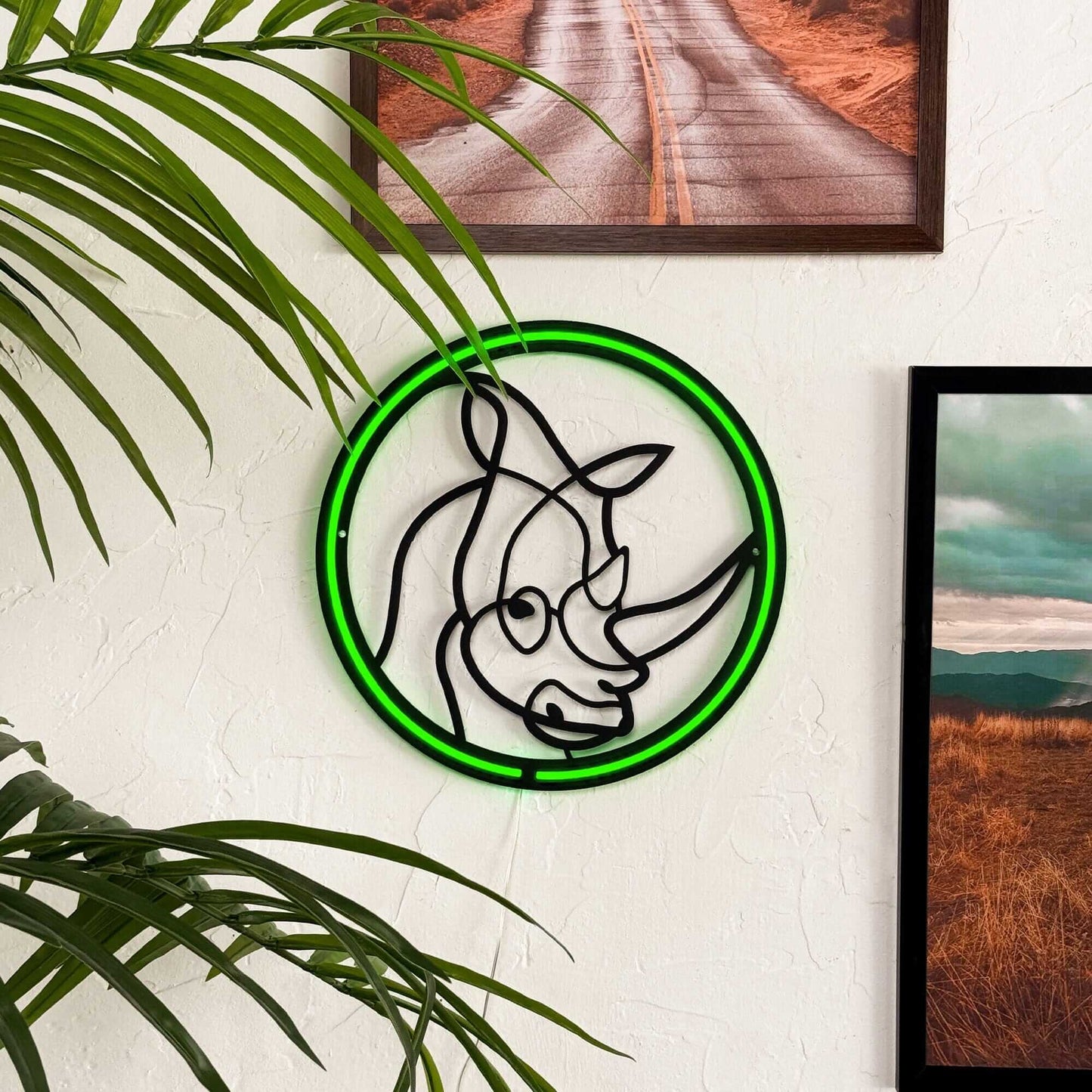 Rhino - Neon Signs Neon Wall Art | SKU: NEO-100 | Available at Decojuana | Tags: animal neon wall decor,metal neon wall decor,neon abstract,Neon Artwork,Neon Signs,neon wall art,Neon Wall Decor