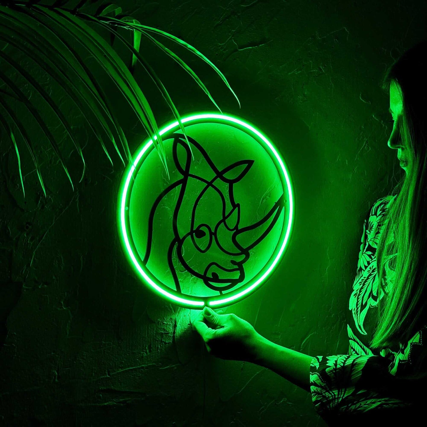 Rhino - Neon Signs Neon Wall Art | SKU: NEO-100 | Available at Decojuana | Tags: animal neon wall decor,metal neon wall decor,neon abstract,Neon Artwork,Neon Signs,neon wall art,Neon Wall Decor