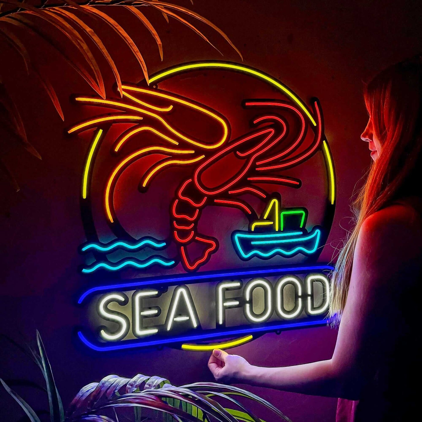 Sea Food - Neon Signs Neon Wall Art | SKU: NEO-132M-C2 | Available at Decojuana | Tags: Neon Artwork,Neon Signs,neon wall art,Neon Wall Decor