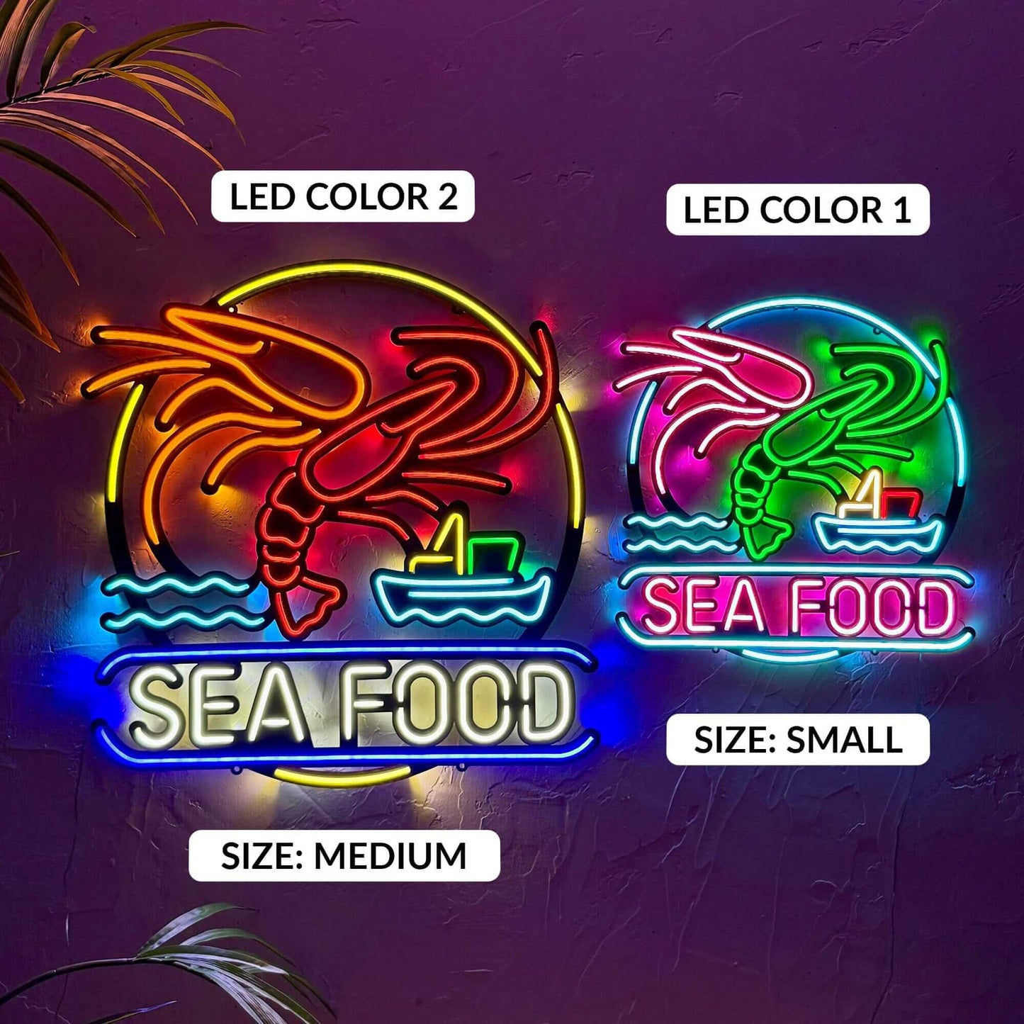 Sea Food - Neon Signs Neon Wall Art | SKU: NEO-132-C2 | Available at Decojuana | Tags: Neon Artwork,Neon Signs,neon wall art,Neon Wall Decor