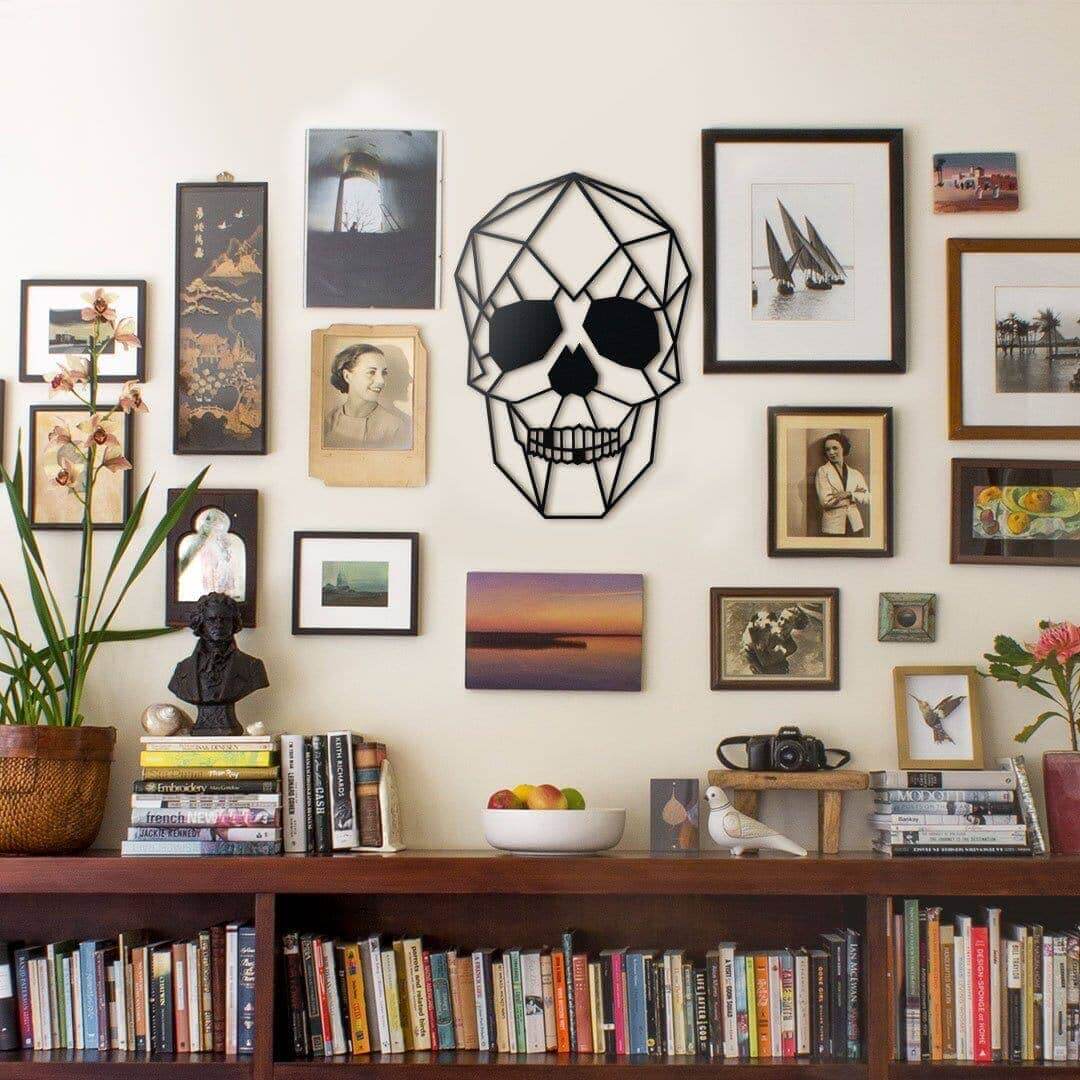 Skull - Home Decor Decals Metal Wall Art | SKU: HOM-18 | Available at Decojuana | Tags: Geometric,Geometric Wall Art,Halloween,Halloween Wall Decor,Livingroom Wall Decor,Metal Artwork,Metal Decoration,Metal Wall Art,Metal Wall Art Decor,Metal Wall Decor