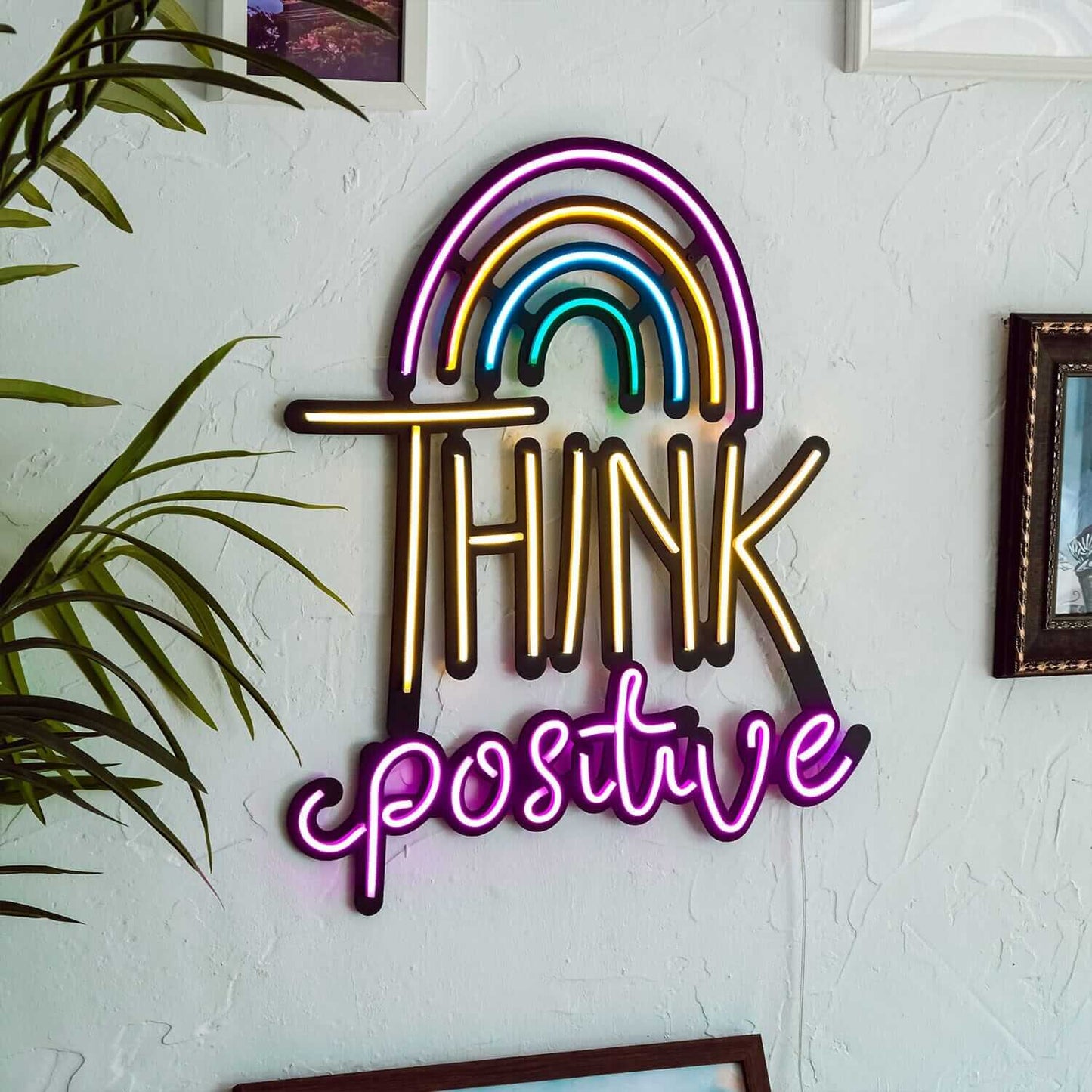 Think Positive - Neon Signs Neon Wall Art | SKU: NEO-053 | Available at Decojuana | Tags: Light,Lightning,Metal Artwork,Metal Decoration,Metal Letter,Metal Neon Wall Letter,Metal Wall Art,Metal Wall Art Decor,Metal Wall Decor,Metal Wall Letter,Metal Wall