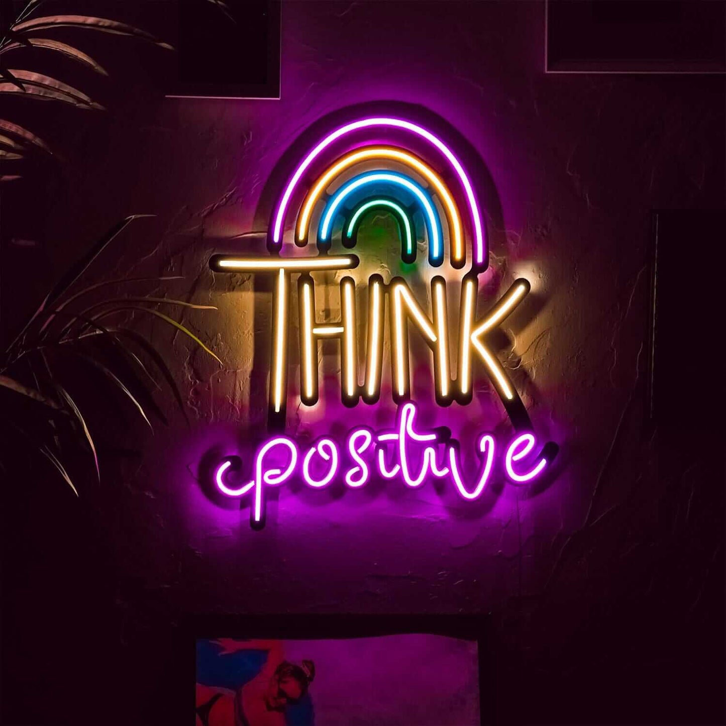 Think Positive - Neon Signs Neon Wall Art | SKU: NEO-053 | Available at Decojuana | Tags: Light,Lightning,Metal Artwork,Metal Decoration,Metal Letter,Metal Neon Wall Letter,Metal Wall Art,Metal Wall Art Decor,Metal Wall Decor,Metal Wall Letter,Metal Wall