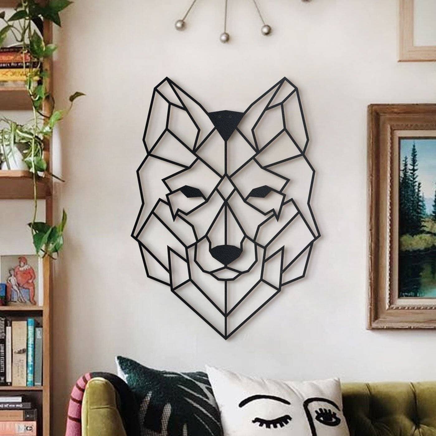 Wolf - Home Decor Decals Metal Wall Art | SKU: MP-38 | Available at Decojuana | Tags: Animal design,Animal Metal Wall Decor,Animal Wall Art,Animal Wall Decor,Animals,Geometric,Geometric Wall Art,large bedroom wall decor,Large designs,Large Wall Art,Large