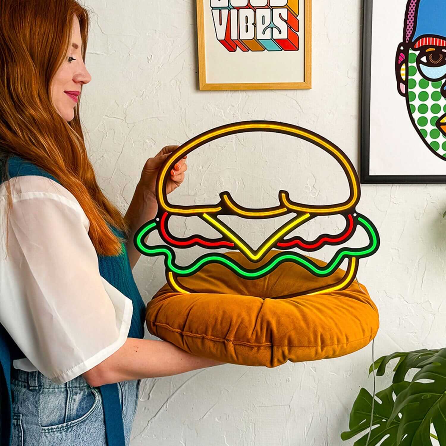 Hamburger - Neon Signs Neon Wall Art | SKU: NEO-083 | Available at Decojuana | Tags: metal neon wall decor,Neon Artwork,neon party wall decor,Neon Signs,neon wall art,Neon Wall Decor