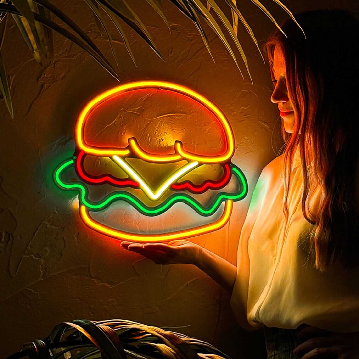 Hamburger - Neon Signs Neon Wall Art | SKU: NEO-083 | Available at Decojuana | Tags: metal neon wall decor,Neon Artwork,neon party wall decor,Neon Signs,neon wall art,Neon Wall Decor