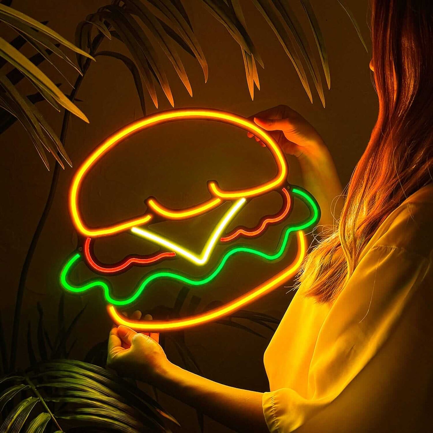 Hamburger - Neon Signs Neon Wall Art | SKU: NEO-083 | Available at Decojuana | Tags: metal neon wall decor,Neon Artwork,neon party wall decor,Neon Signs,neon wall art,Neon Wall Decor