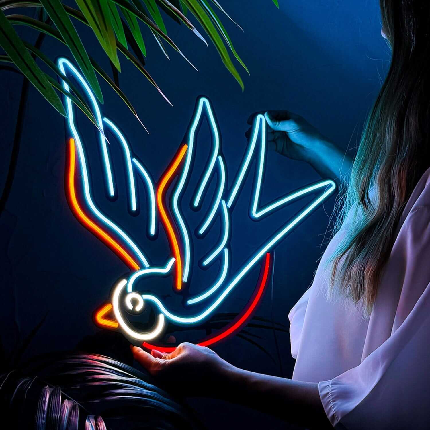 Sparrow - Neon Signs Neon Wall Art | SKU: NEO-085 | Available at Decojuana | Tags: animal neon wall decor,metal neon wall decor,Neon Artwork,Neon Signs,neon wall art,Neon Wall Decor