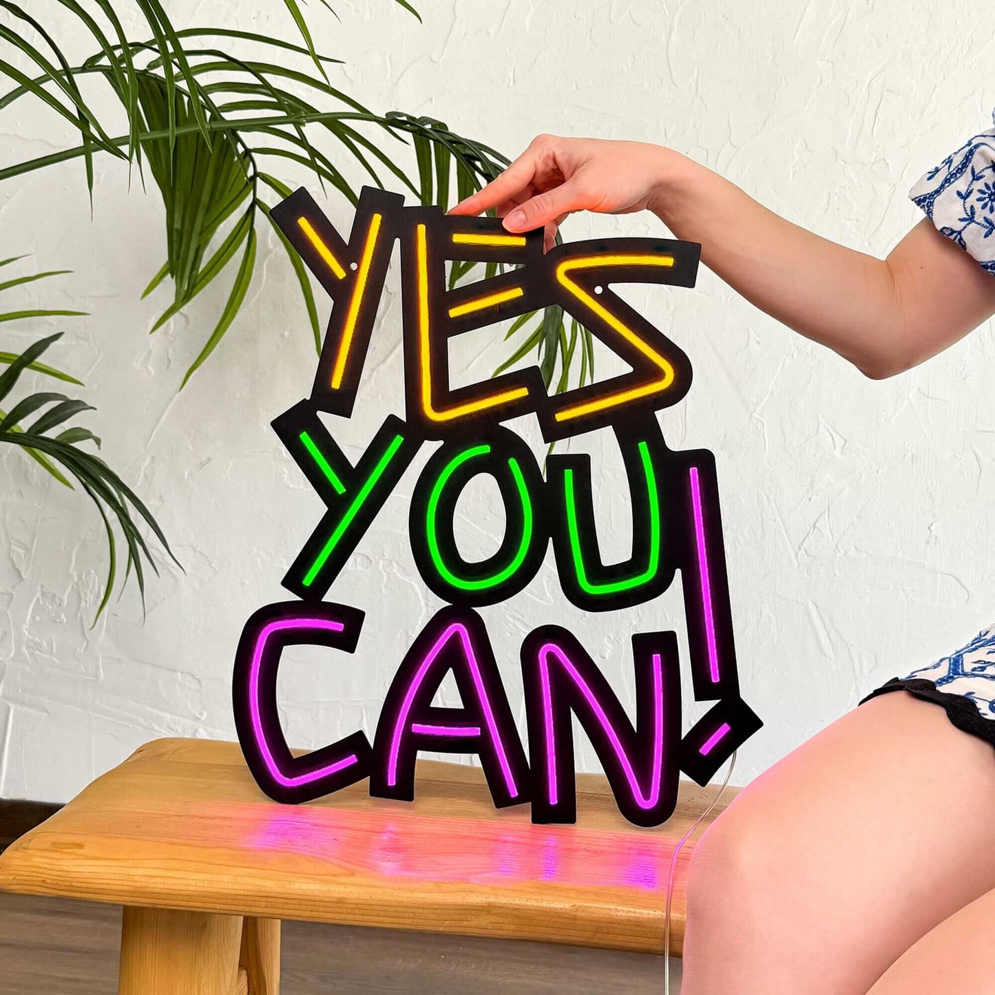 Yes You Can - Neon Signs Neon Wall Art | SKU: NEO-103 | Available at Decojuana | Tags: metal neon wall decor,Metal Neon Wall Letter,motivational neon quotes,Neon Artwork,Neon motivational quotes,neon party wall decor,neon quotes,Neon Signs,neon wall art,N