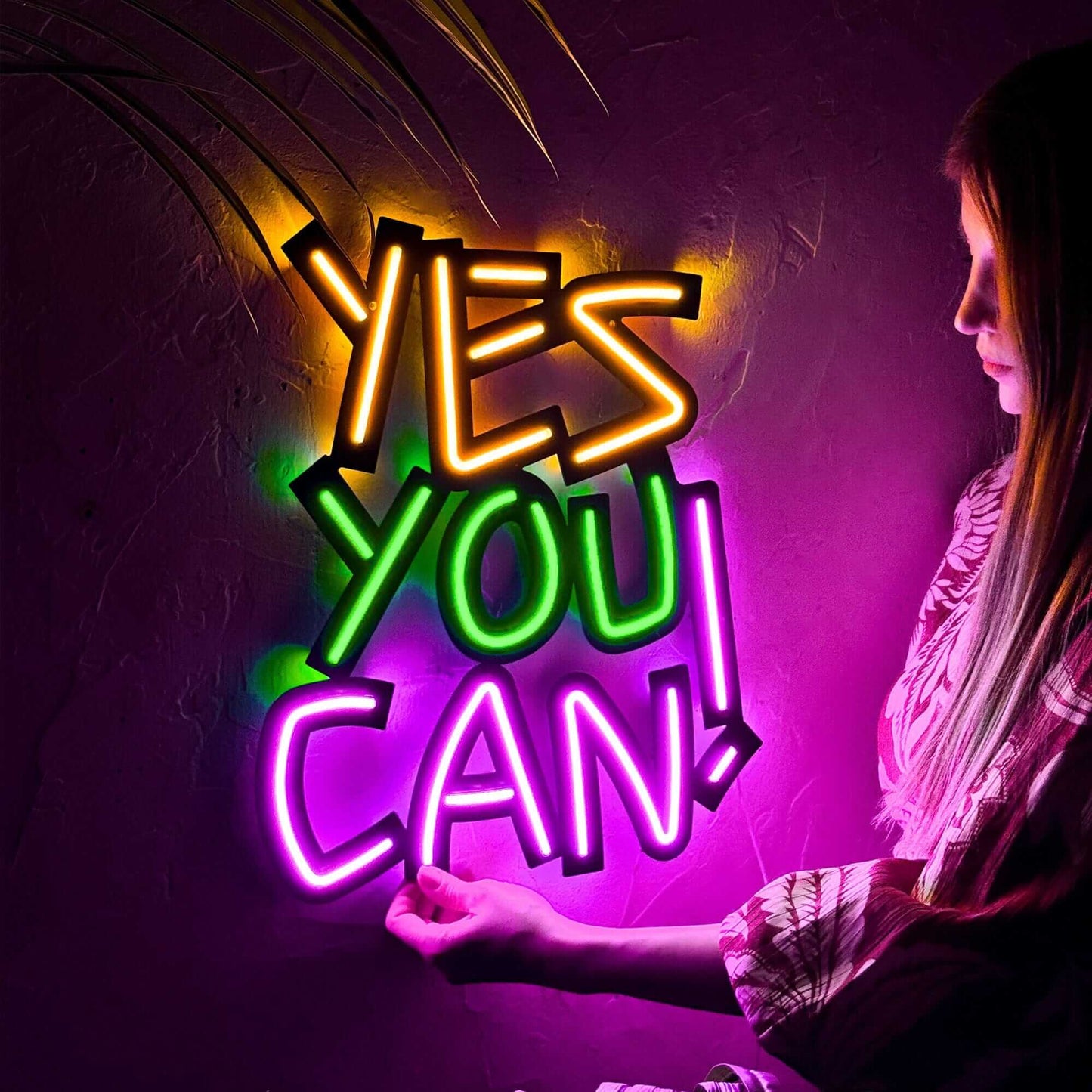 Yes You Can - Neon Signs Neon Wall Art | SKU: NEO-103 | Available at Decojuana | Tags: metal neon wall decor,Metal Neon Wall Letter,motivational neon quotes,Neon Artwork,Neon motivational quotes,neon party wall decor,neon quotes,Neon Signs,neon wall art,N