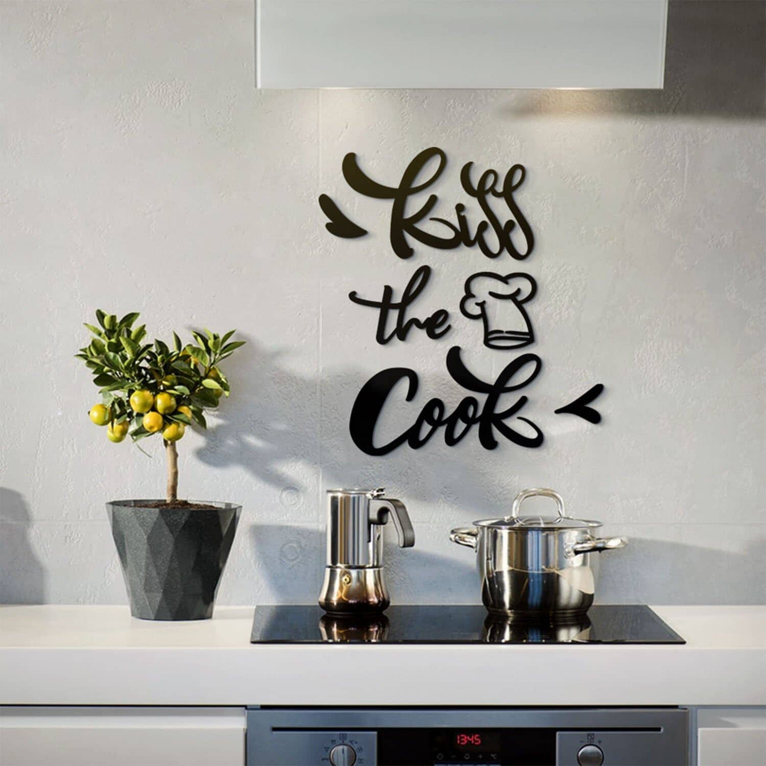 Kiss The Cook - Home Decor Decals Metal Wall Art | SKU: MP-158 | Available at Decojuana | Tags: Kitchen Wall Art,Kitchen Wall Decor,Letter Decor,Letter Wall Art,Metal Artwork,Metal Decoration,Metal Letter,Metal Wall Art,Metal Wall Art Decor,Metal Wall Dec